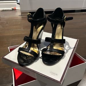Coach wedge heel leather sandals